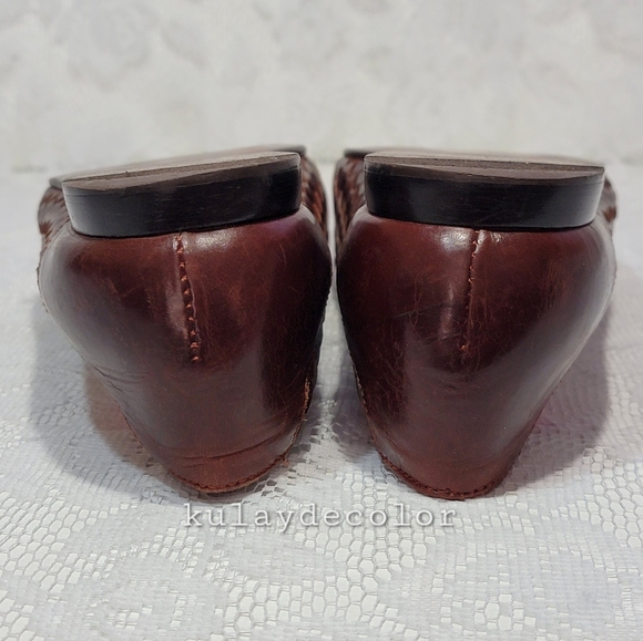 Vintage Pappagallo Woven Leather Tassel Classic Flats Brown Slipon Loafers 9.5 - Picture 15 of 16